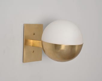 1 Light globe Wall Mid Century Raw Brass Sputnik chandelier light Fixture