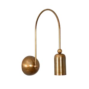 Italian Brass Wall Sconce Light - Curved Cylindrical 1-Light Fixture, Modern Vintage Wall Lamp for Hallway & Bedroom