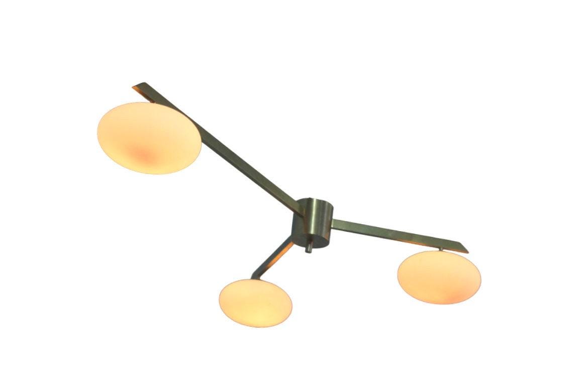 Lustre Mid-Century Stilnovo à 3 branches Spoutnik, Laiton moderne [10806] - Canada
