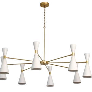 8 Light Large Stilnovo Style Raw Brass chandelier light Fixture