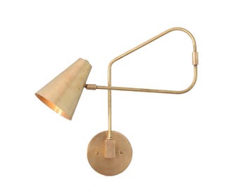 1 Light Shades Curved Arm Handmade Vintage Wall Mid Century Antique Brass Sputnik chandelier light Fixture