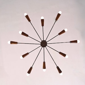 "12er Leuchtholz Roh Messing Sputnik Kronleuchter Leuchte ""Fixture""." Bild 8