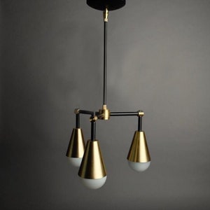 The Karma Pendant 3 Light Mid Century Brass Sputnik chandelier light Fixture