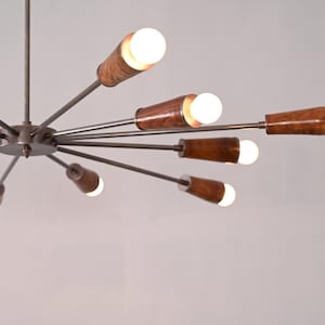 "12er Leuchtholz Roh Messing Sputnik Kronleuchter Leuchte ""Fixture""." Bild 4