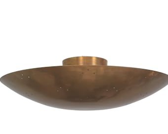 Lampadario a sospensione da incasso a soffitto elegante a 6 luci Lampadario moderno Sputnik in ottone grezzo della metà del secolo.