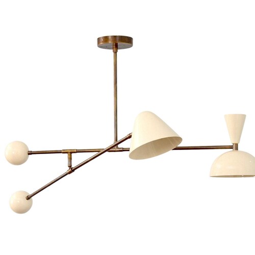 2-Light Counterbalance Mini Pendant Light, Brass Contemporary Sputnik