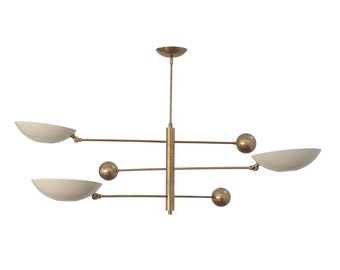 3-Licht-Anhänger Mid-Century Modern Rohmessing Sputnik-Kronleuchterleuchte