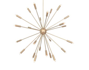 24-Light, Starburst, Chandelier Brass Sputnik Mid-Century Modern