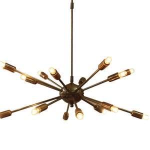 16 Light Mid Century Brass Sputnik chandelier light Fixture