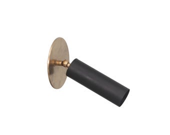 Italian Cylindrical Spot Sconce Wall Lamp | Brass Fixture | Mid Century Modern, Raw Brass, Handcrafted, Starburst Light, Sputnik Style