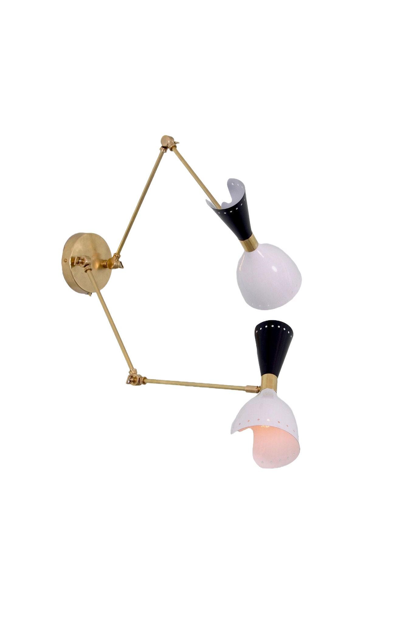 2 Arm Wall Mid Century Modern Raw Brass Sputnik chandelier light Fixture