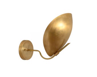 1 Light Curved Shades Handmade Vintage Wall Mid Century Modern Raw Brass Sputnik chandelier light Fixture