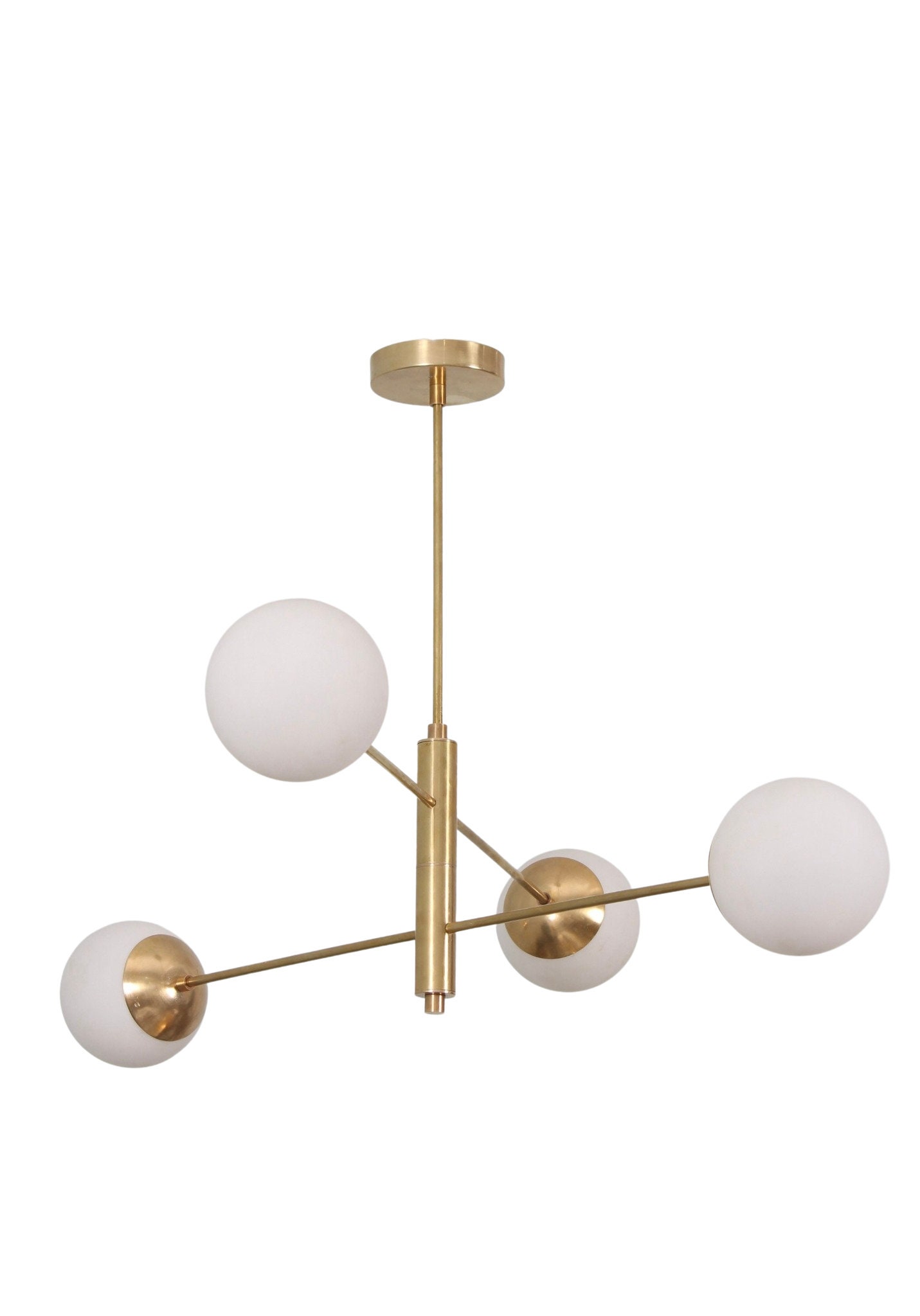 4 Light Globe Mid Century Black Brass Sputnik Chandelier Light