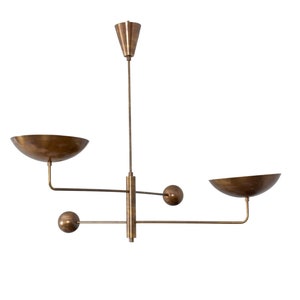 2 Light Curved Pendant Mid Century Modern Raw Brass Sputnik chandelier light Fixture image 7