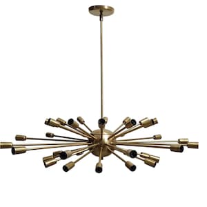 36 Light Mid Century Brass Sputnik chandelier light Fixture