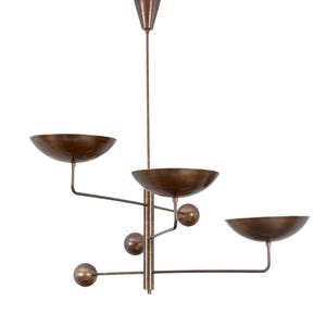 3 Light Curved Pendant Mid Century Modern Raw Brass Sputnik chandelier light Fixture