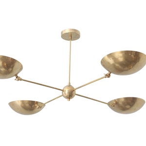 4 Light Mid Century Modern Raw Brass Sputnik chandelier light Fixture