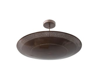 Raw Brass Sputnik Chandelier: Mid Century Modern Perforated Ceiling Light