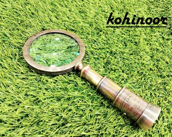 Solid Brass magnifying  Heavy  Magnifier With Telescopic Handle Beautiful  magnifying Glass Best Gift For Christmas