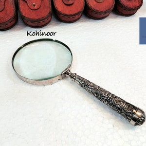 Collectible Magnifying Glass Vintage Style Silver Finish Carving Magnifier Glass Marine Magnifying Glass, Christmas Present, Christmas Gift image 6