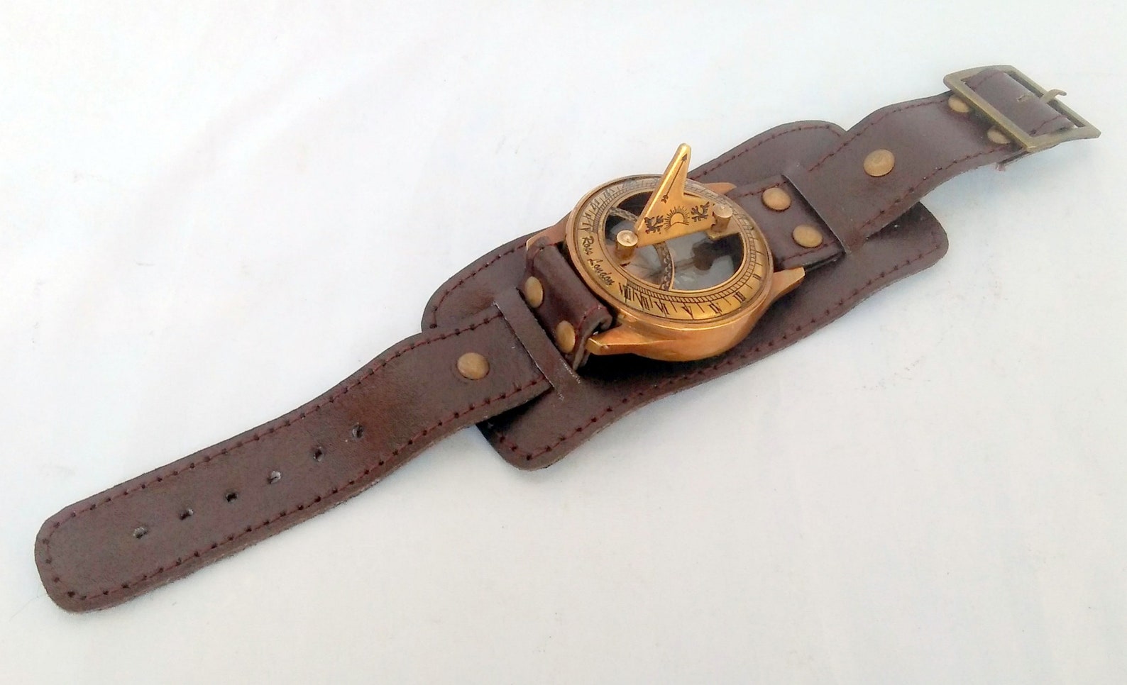 Brass Sundial Wrist Watch Working Sundial Compass Handmade Etsy