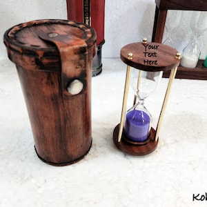 Personalisierte gravierte Messing Sanduhr aus Holz Sanduhren mit Lederbox - Maritimes Dekor