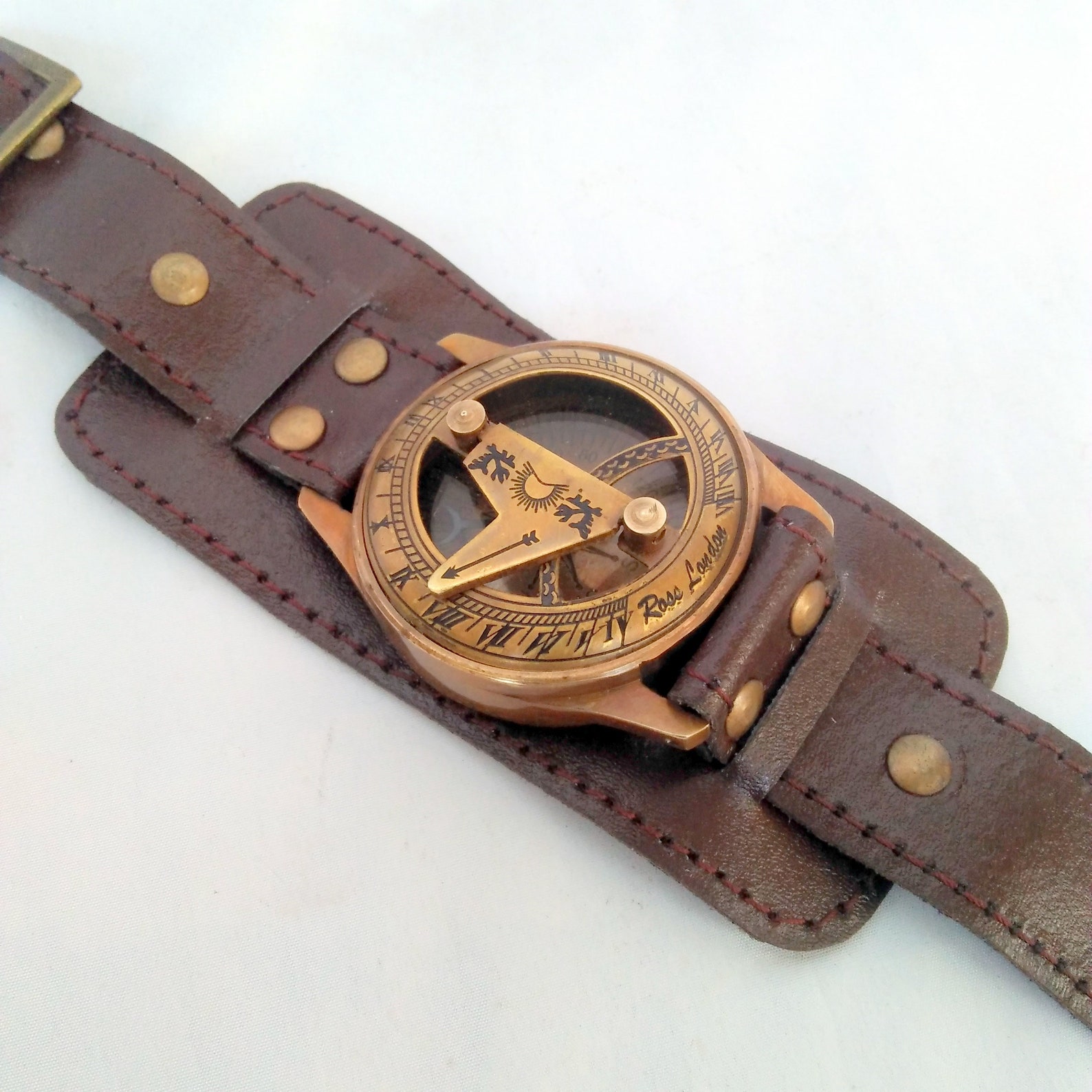 Brass Sundial Wrist Watch Working Sundial Compass Handmade Etsy