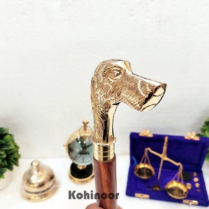 Personalized Engraved, Walking Stick, Brass Dog&#39;s Handle, Walking Cane, Foldable Cane, Anniversary Present, Husband Gift, Valentine&#39;s Gift