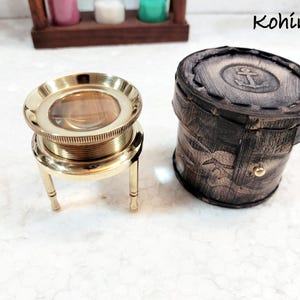 Messing Map Reader Lupe News Paper Reader Verstellbare Lupe mit Lederbox Geschenk für ihn Bestes Weihnachtsgeschenk, Geschenk für Männer