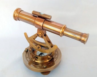 Solid Brass 5 inch Alidade Telescope With navigation Compass Base Marine Collectible Decorative Item best for Christmas Gift