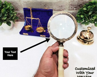 Personalized Engraved Brass Magnifying Glass With Designer Handle And Case Newspaper Map Reader Magnifier Glass Customized With Your Message