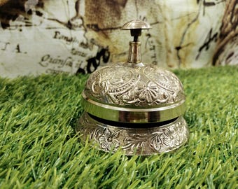 Brass Reception Bell: Ornate Desk Counter Service Bell