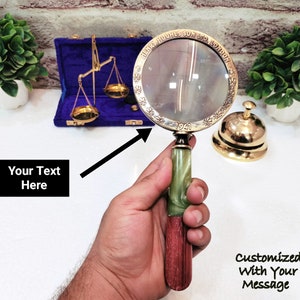 Personalized Engraved, Brass Magnifying Glass With Leather Case, Teachers Gift, Husband Gift, Customized Gift, Personalized Gift