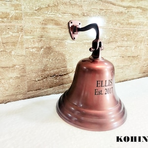 Customized Engraved, Solid Brass 8" Door Bell Copper Finish Home Kitchen Outdoor Indoor Door Bell, Wall Hanging Bell, Best Christmas present