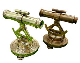 Personalized Engraved, 5" Brass Theodolite Alidade Compass, Survey Transit Telescope Instrument, Housewarming Anniversary Present