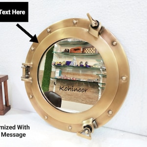 Personalized Porthole Mirror 11&quot;:  Customized Engraved Nautical Wall Decor