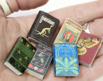 Miniature Natural History Book Set | 1/12 & 1/6 Scale Dollhouse Books