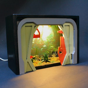 Star Trek Holodeck Doors Miniature Book Nook, The Next Generation Art | LED Alien World Diorama with USB light | Nerdy Home Decor Geeky Gift