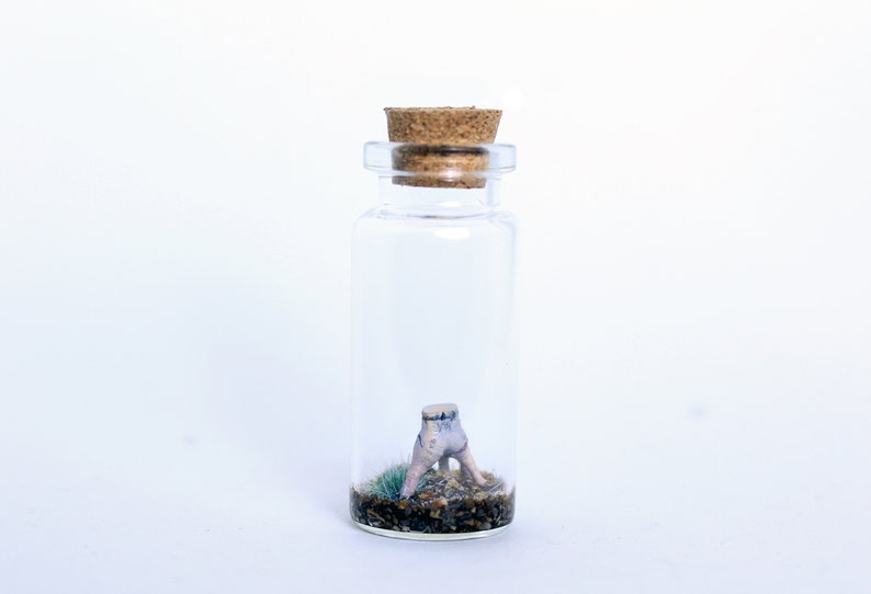 Thing Diorama in a glass bottle Wednesday Addams Family Thing Miniature, Best Creepy Gift for Gothic Home Decor & Horror Movie Art lovers by diorama builder Stefanie Bonte