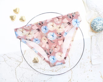 Sweet Bridal Pink Panties with soft floral print | cute, girly pattern high-rise model | Quality cotton comfy fabric that lasts forever!