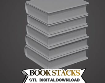 3D printable book stacks for miniature library | resin and FDM diorama props | Print ready, no supports | STL instant download