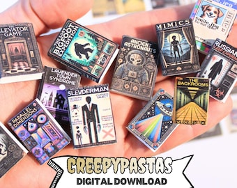 Creepypasta Book Covers Miniature | Dollhouse Horror Decor (Digital Download)