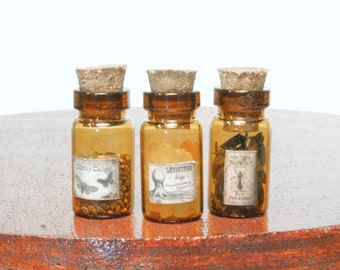 Handmade Dollhouse Apothecary Jars | Stained Glass Potion Bottles 1/6 Scale