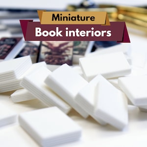 3D Gedruckte Innenräume für Miniaturbücher DIY Puppenhausbücher Basteln, Realistischer Papierlook, 12er-Set Detaillierte Minibücher mit Rundem Rücken