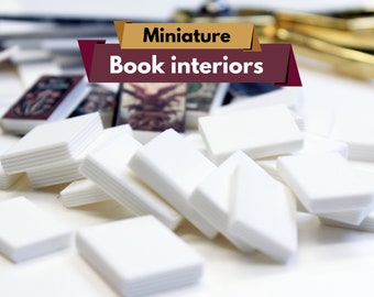 3D Printed Miniature Book Interiors, Dollhouse DIY Crafting (12 pcs)