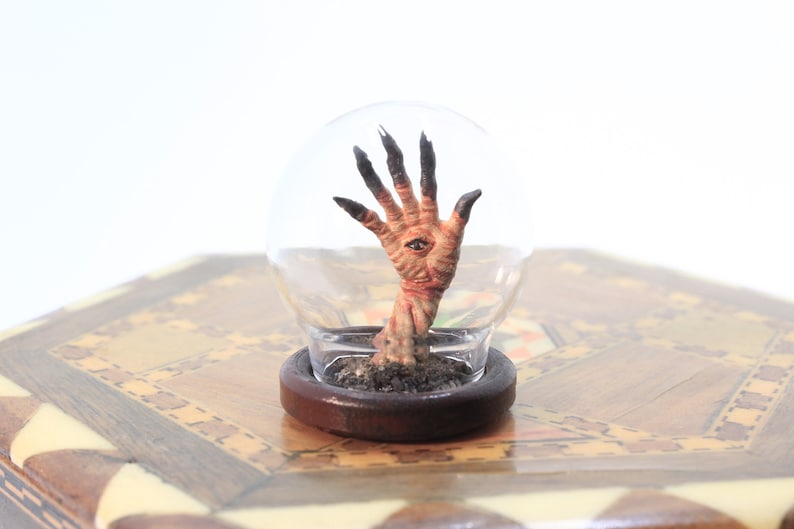Pan's Labyrinth Pale Man Hands Miniature, right hand that is fully open, showing the eye, El Laberinto Del Fauno taxidermy Diorama Guillermo Del Toro, Gift Horror Movie Art Fans by Stefanie Bonte