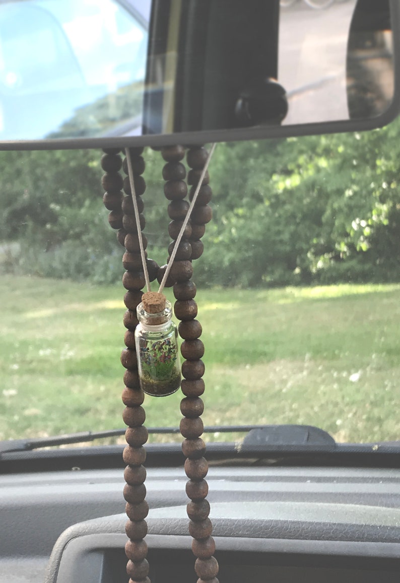 Glass bottle necklace with Wild Flowers Miniature firm vegan leather white cord Tiny Bouquet Diorama in a bottle to show off to everyone image 8