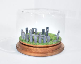 Stonehenge miniature in glass dome | Handmade historic landmark scale model