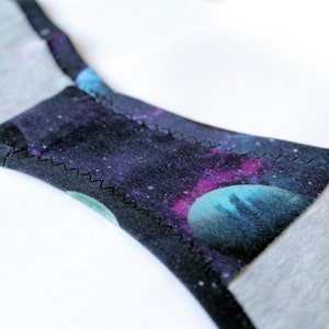 Space panties with galaxy planets print | soft cotton slim model and double layer crotch | tie dye space underwear by NERD LINGERIE