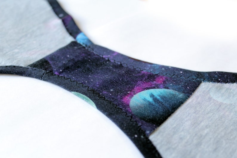 Space panties with galaxy planets print | soft cotton slim model and double layer crotch | tie dye space underwear by NERD LINGERIE